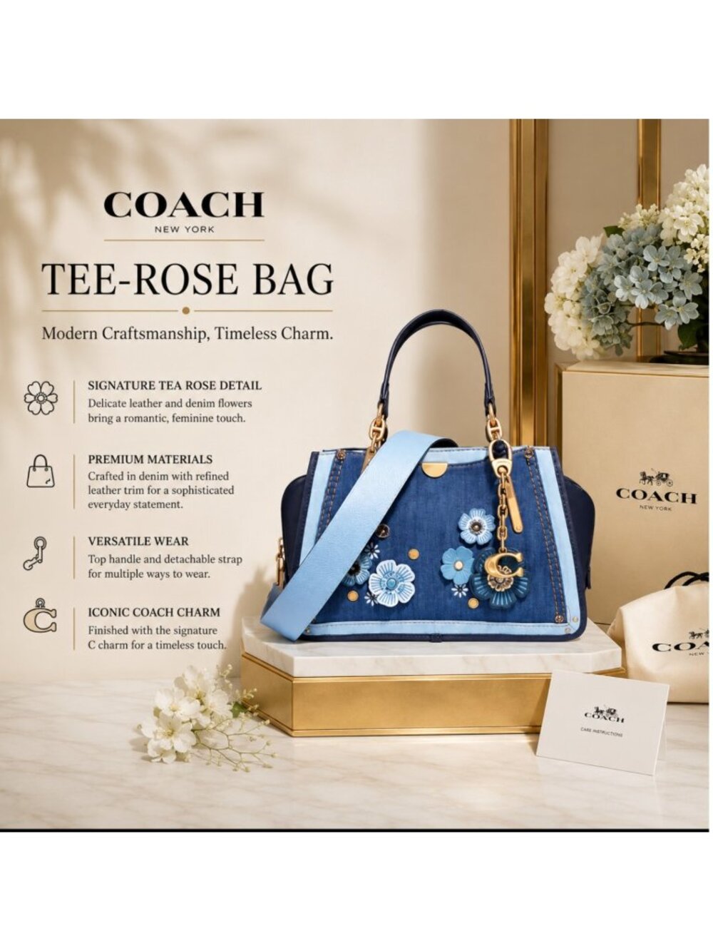 COACH TEE ROISE DREAMER MEDIUM BAG NEW